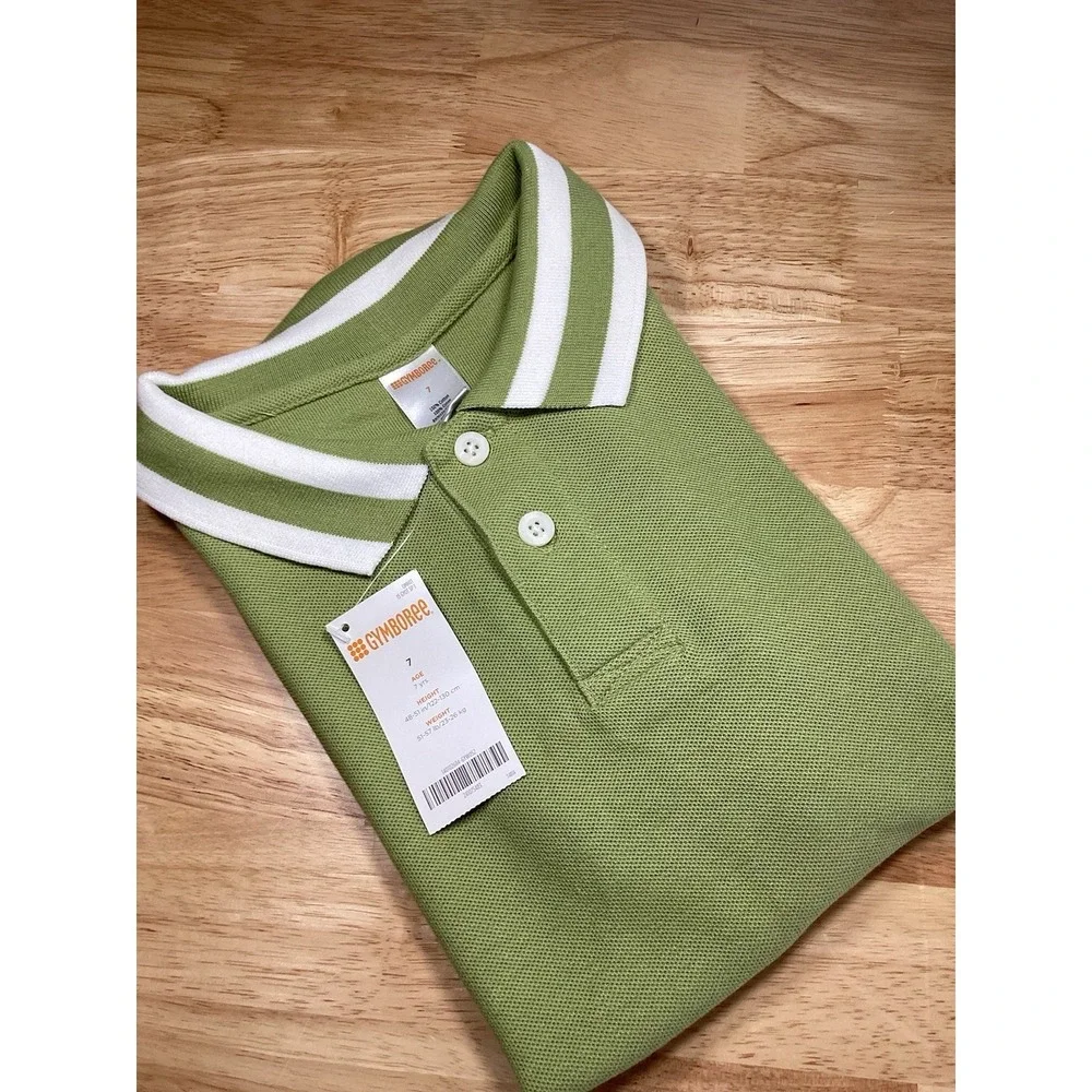 Boy GYMBOREE SAGE LIGHT GREEN‎ COLLAR Golf Polo shirt NWT 7